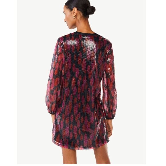 Scoop Snakeskin print sequined Shift dress sz XS NWT - Picture 5 of 7